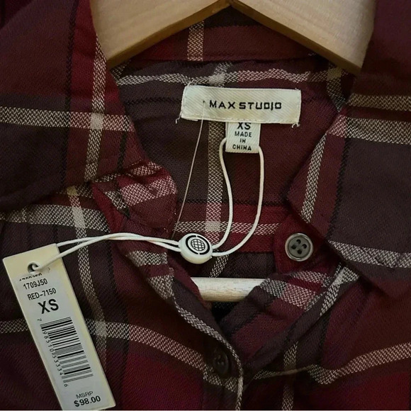 Max Studio Long Sleeve Plaid Tunic Top - Picture 4 of 5